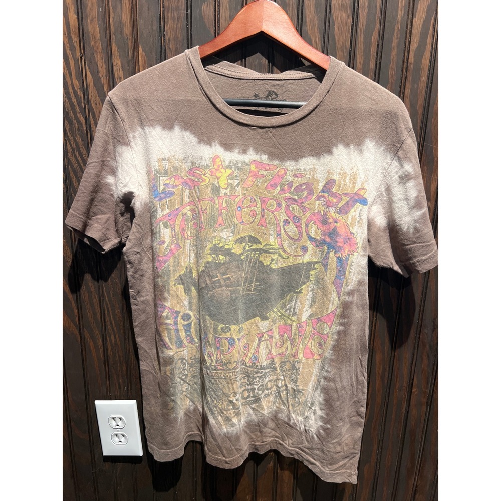 Jefferson Airplane Last Flight Graphic Tee Brown Bleach Wash Rock Band Shirt M